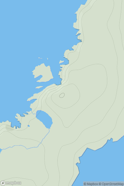 Thumbnail image for The Ward [Shetland Islands] [HU357298] showing contour plot for surrounding peak